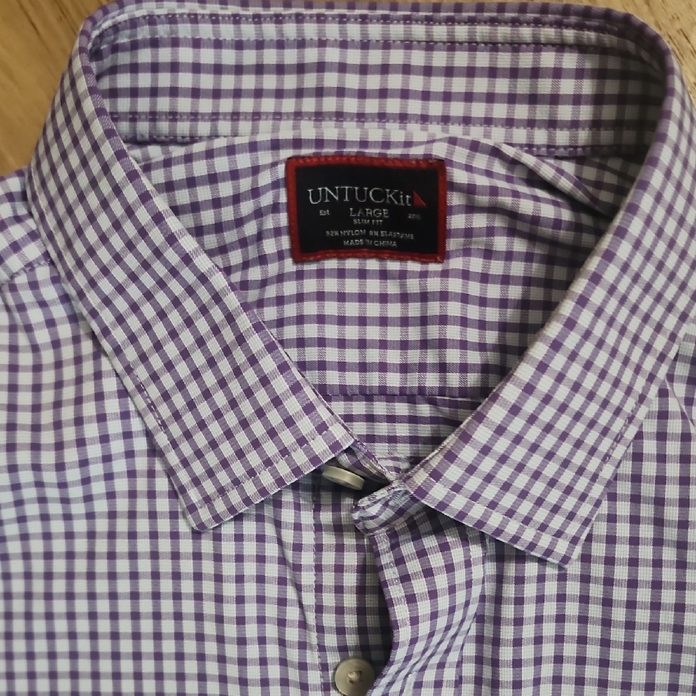 UNTUCKit Boundriotte Slim Fit Purple Checkered Button Down Shirt - Picture 5 of 13